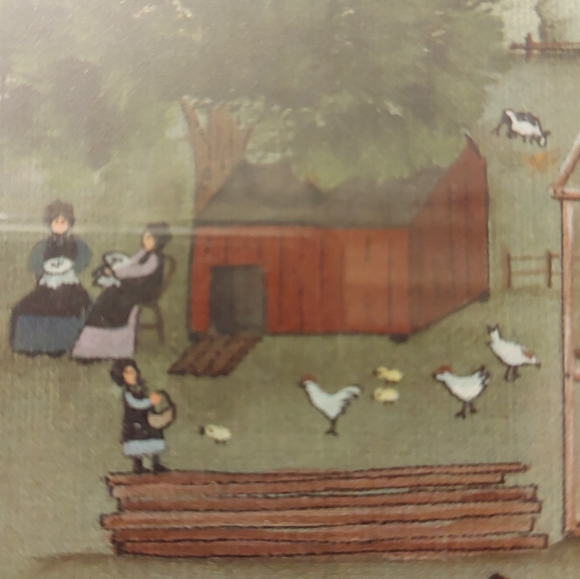 Barbara Woodbury Barn Raising Limited Edition Lithograph in Wood Frame. 296/1000 - Picture 7 of 11